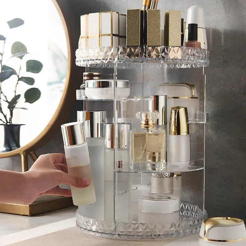 360° Rotating Diamond Cut Cosmetic Organizer - large