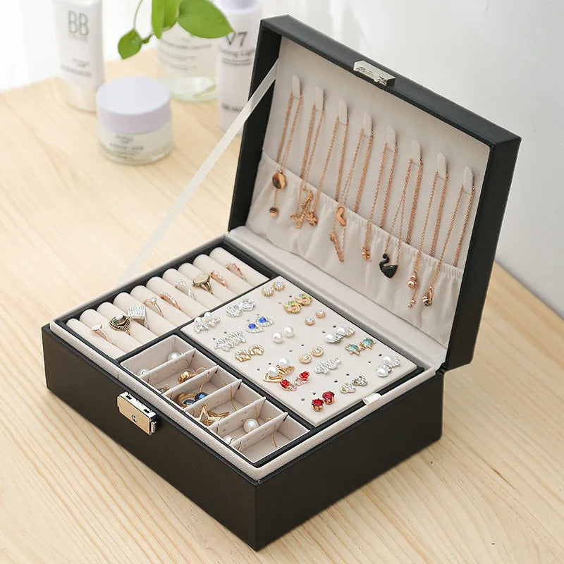 2 Layer Leather Jewellery Organizer