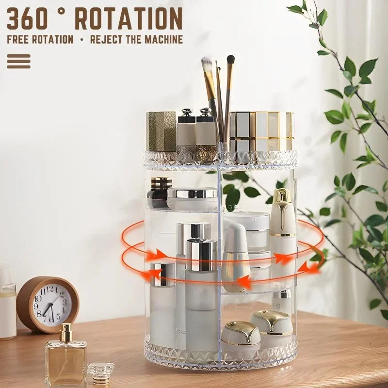 360° Rotating Diamond Cut Cosmetic Organizer - large