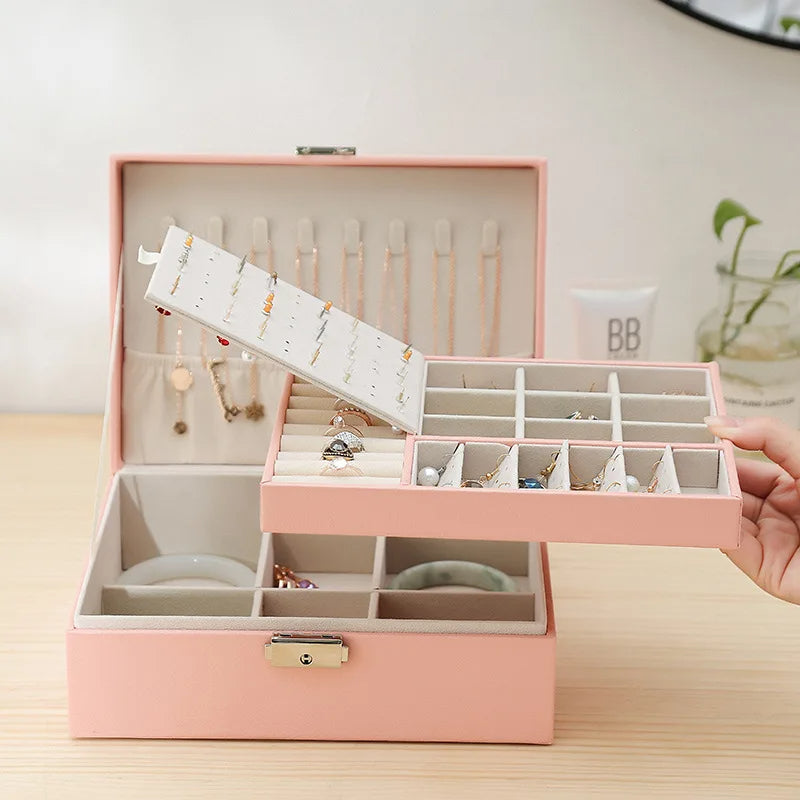 2 Layer Leather Jewellery Organizer