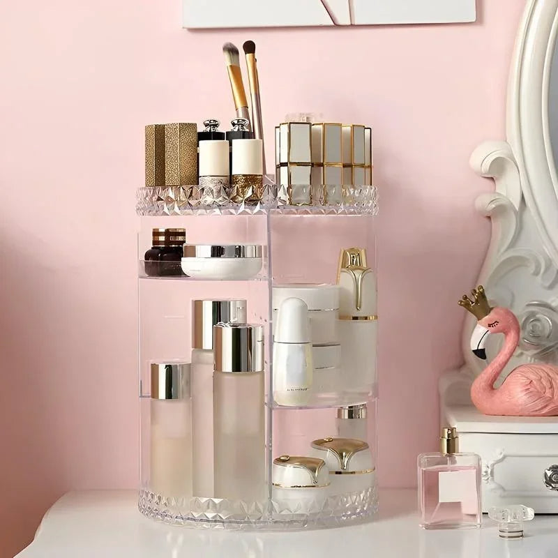 360° Rotating Diamond Cut Cosmetic Organizer - large