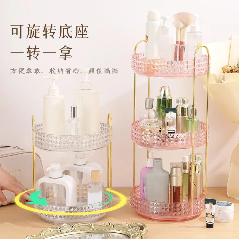 3 Layer Rotating Cosmetic Organizer Rack