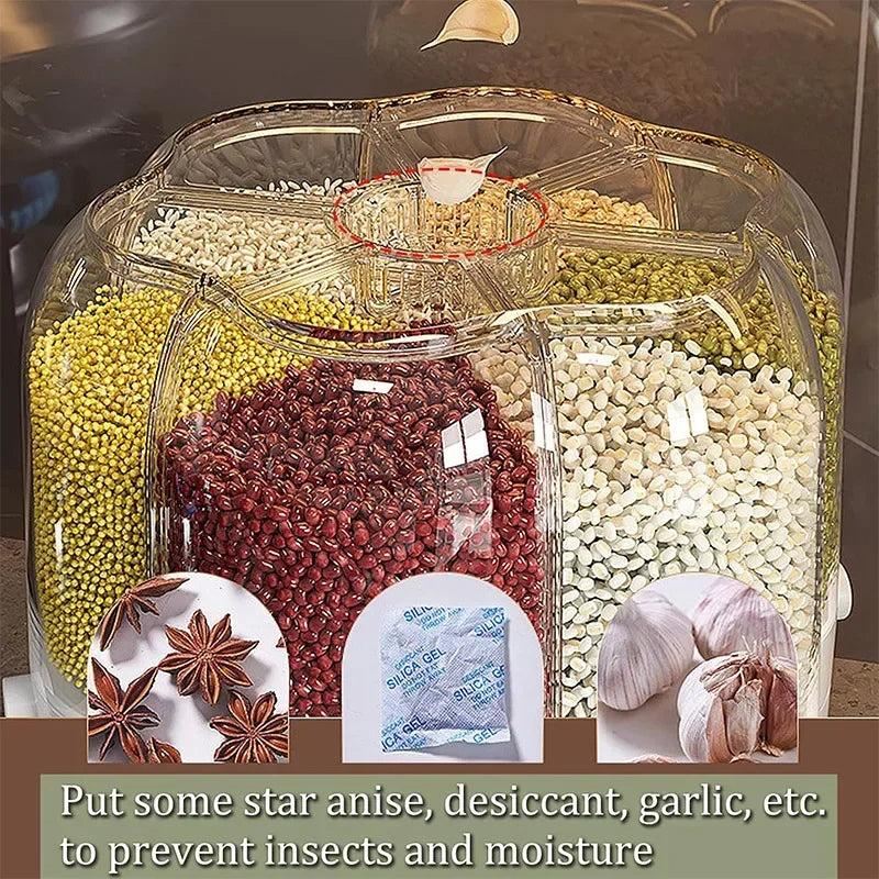 10 Kg Rotating Flower Shape Cereal Dispenser