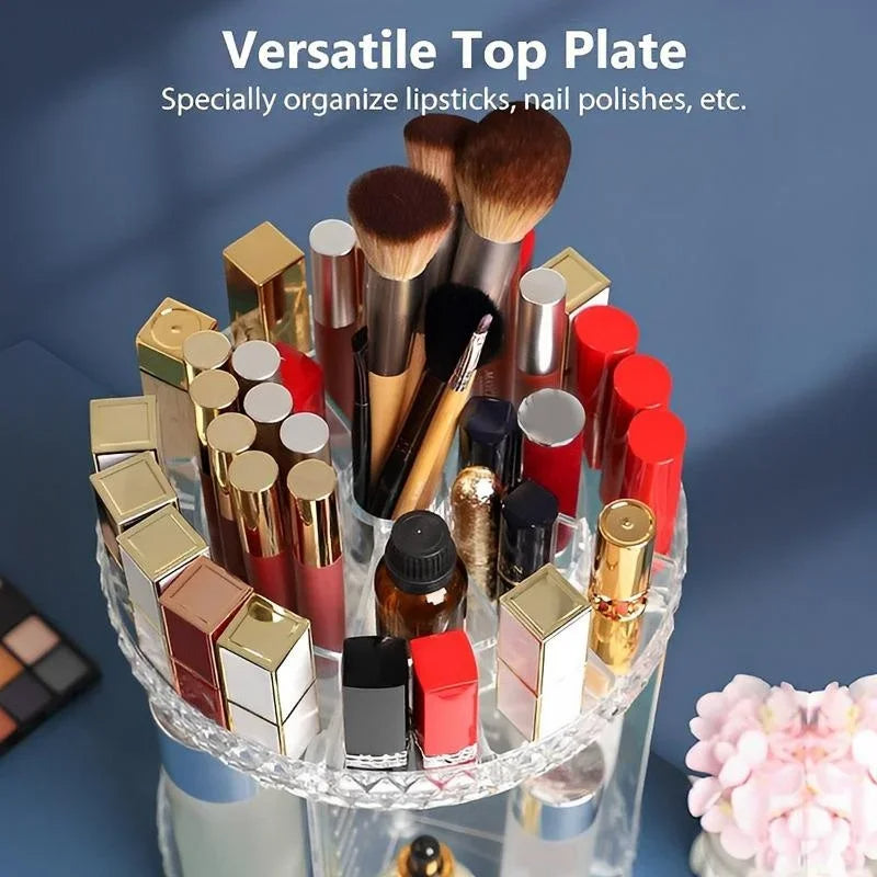 360° Rotating Diamond Cut Cosmetic Organizer - large