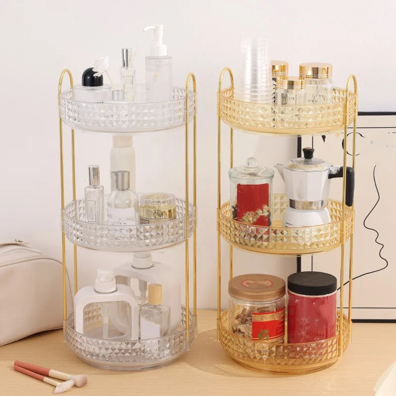 3 Layer Rotating Cosmetic Organizer Rack