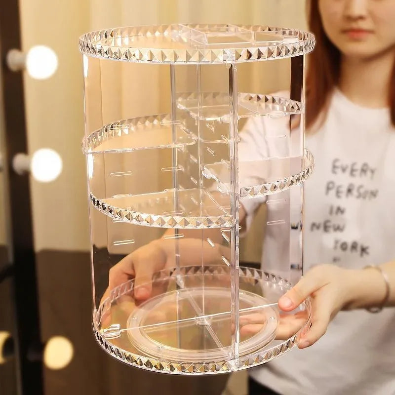 360° Rotating Diamond Cut Cosmetic Organizer - large