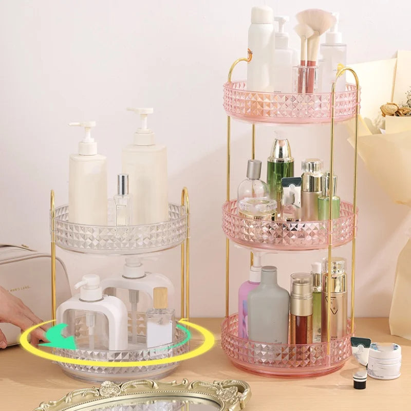 3 Layer Rotating Cosmetic Organizer Rack